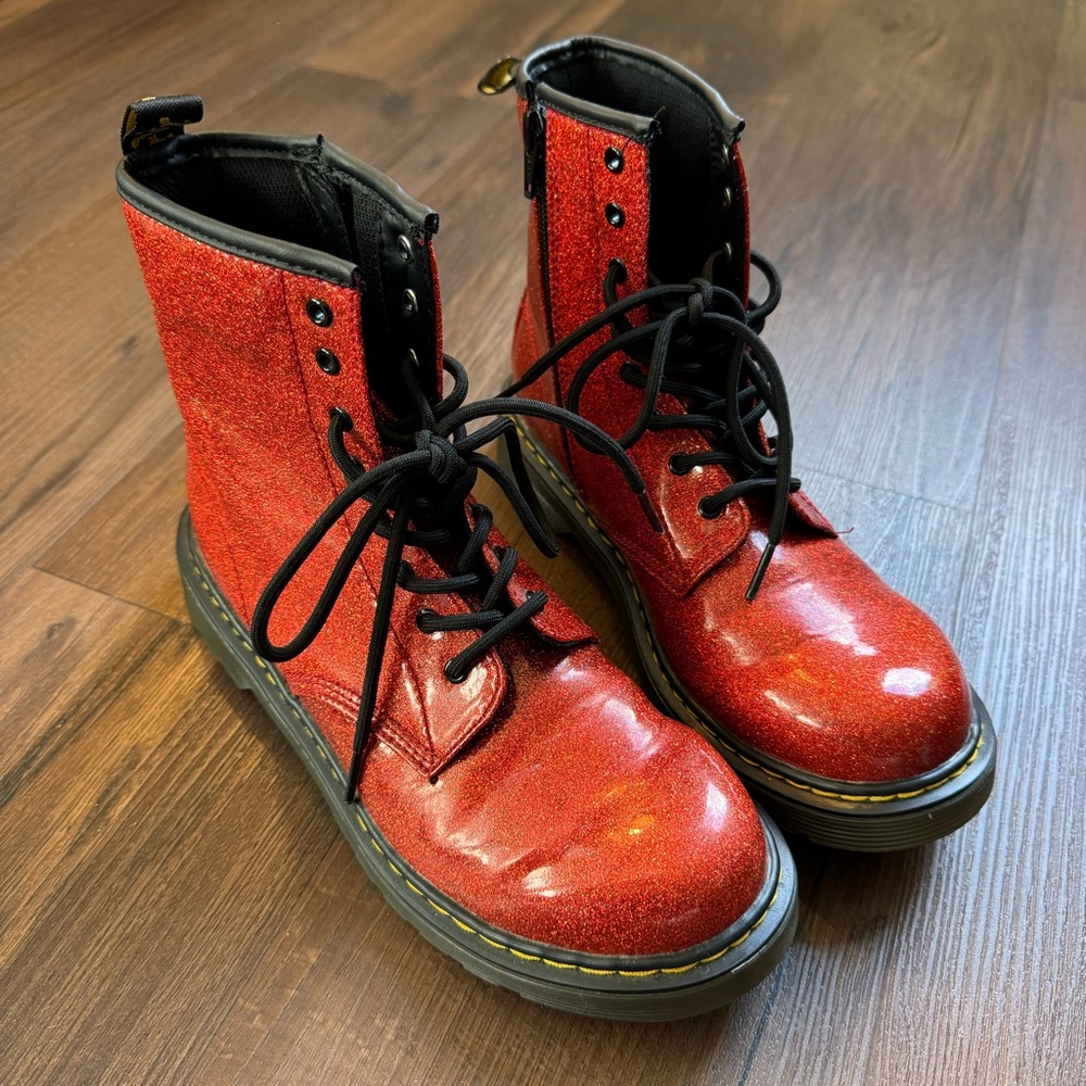 Dr Martens 1460 Shiny Glitter Glittery Red Boots Doc Marten Glam Punk Rock boots